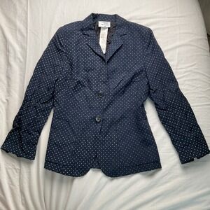 Akris Punto Saks Fifth Avenue Navy Polka‎ Dot Wool Blazer US 6